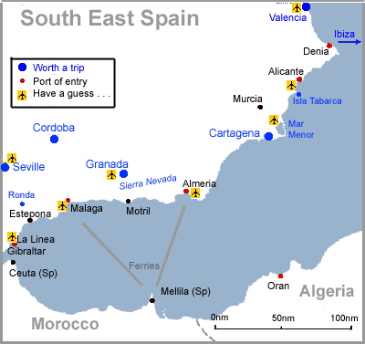 Map of mainland Mediterrenean Spain