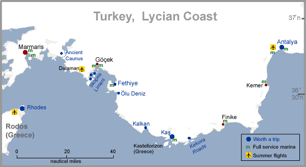 "Lycian" coast, Marmaris to Antalya chart